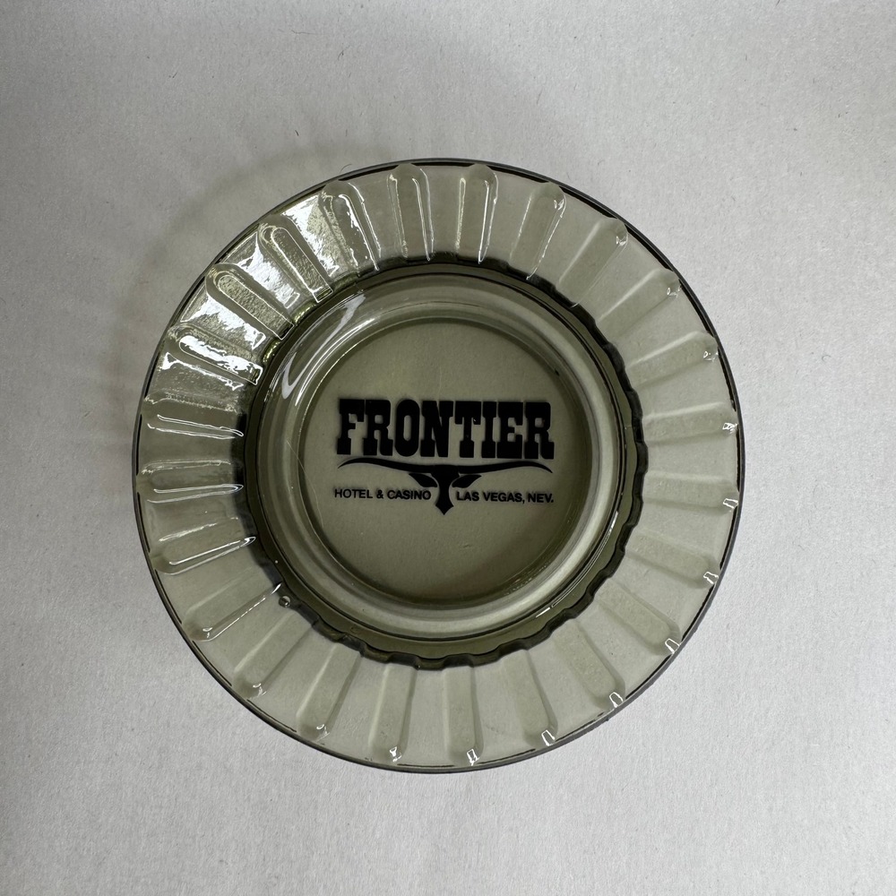 Vintage Frontier Hotel Casino Las Vegas Smoked Glass Ashtray Mid Century Modern